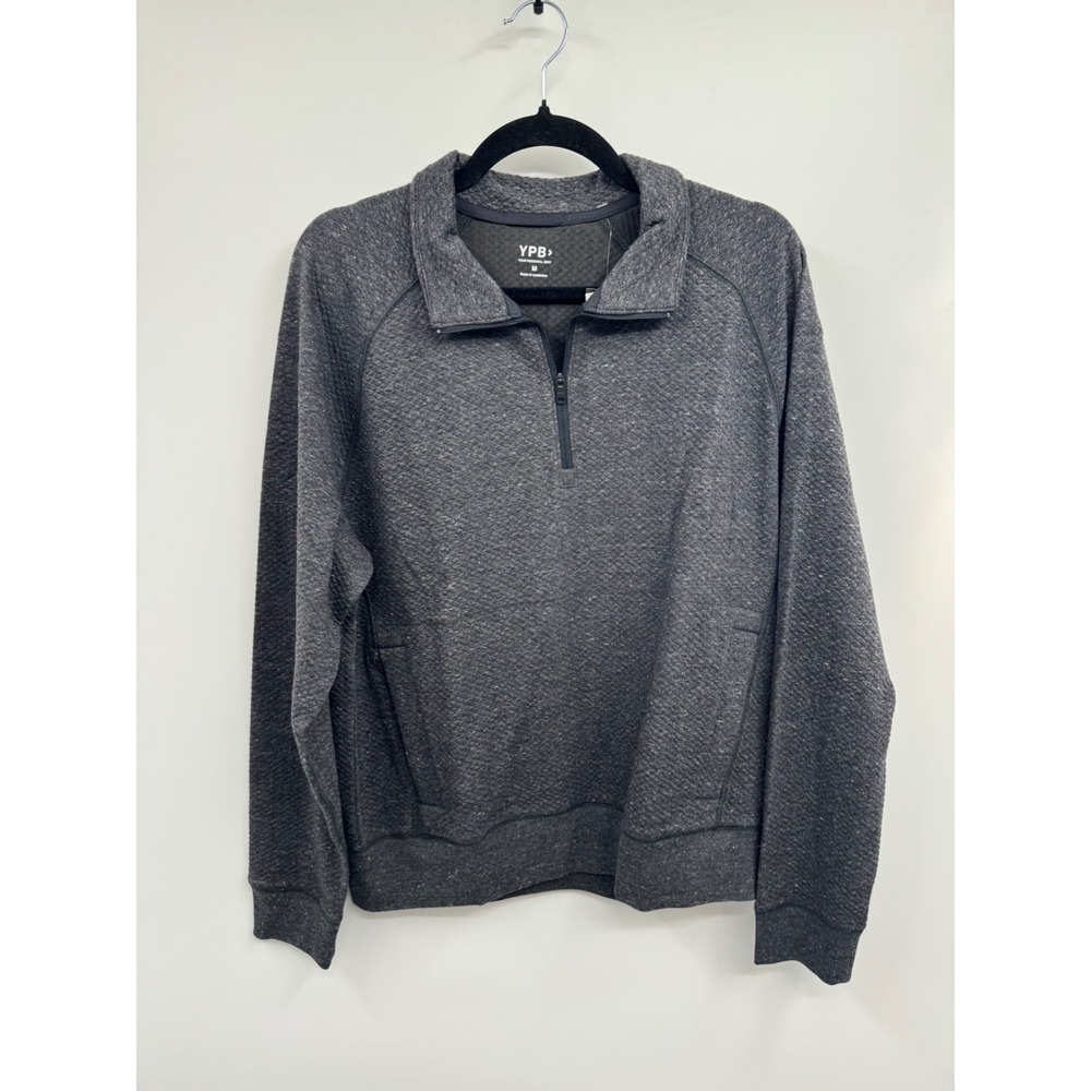 YPB Your Personal Best Sweatshirt Men M Gray Bubble Knit 1/4 Zip Performance NWT